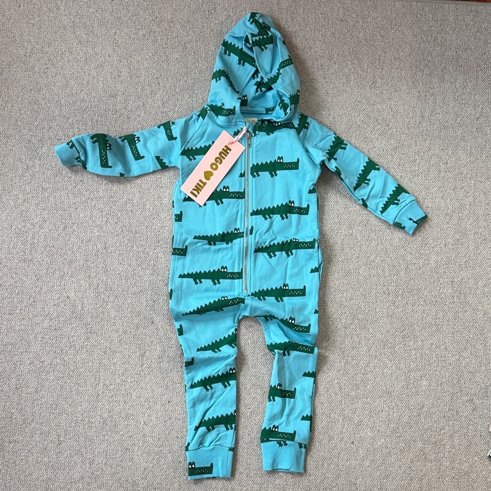 Teal Alligator Print Kids Footie